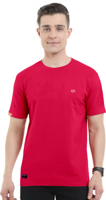 Triptee Solid Men Round Neck Red T-Shirt