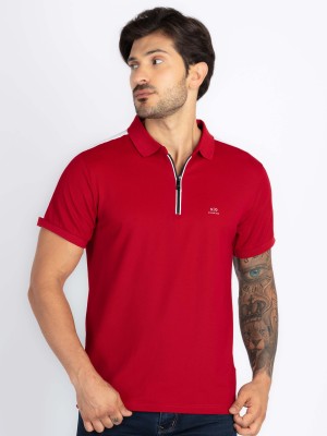 Status Quo Solid Men Polo Neck Red T-Shirt