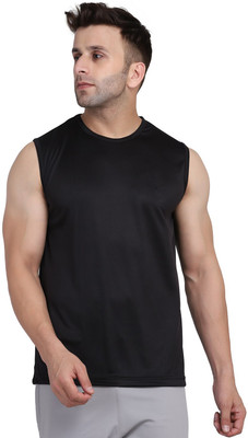 HNA Solid Men Round Neck Black T-Shirt