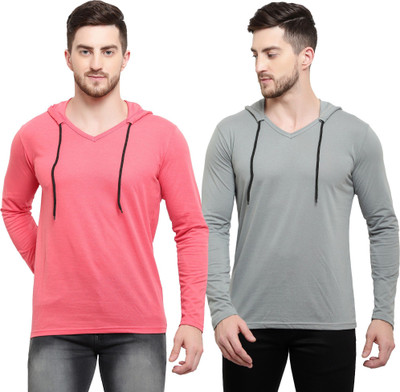 Tresna Trending Solid Men Hooded Neck Multicolor T-Shirt