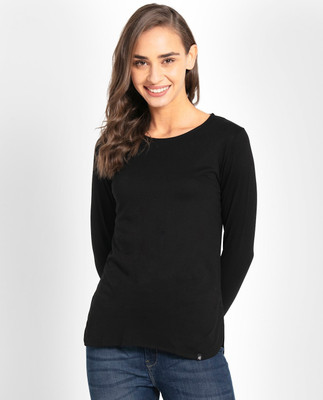 JOCKEY Solid Women Round Neck Black T-Shirt