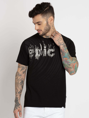 Status Quo Printed, Typography Men Round Neck Black T-Shirt