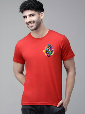 SZN Graphic Print Men Round Neck Red T-Shirt