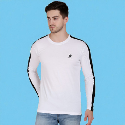 FARICON Solid Men Round Neck White T-Shirt