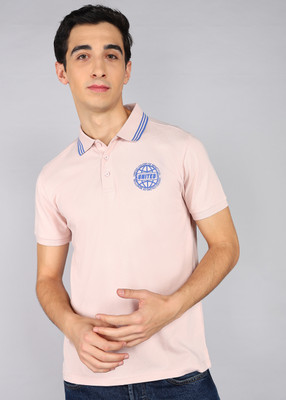 United Colors of Benetton Solid Men Polo Neck Pink T-Shirt