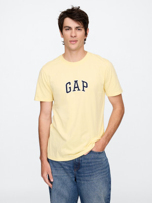 GAP Printed Men Round Neck Yellow T-Shirt