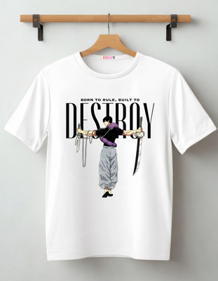 DIBBY Printed Men Round Neck White T-Shirt