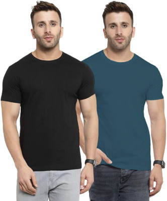 YouthPoi Solid Men Round Neck Green, Black T-Shirt
