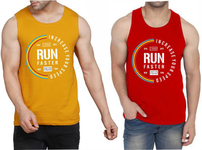 WOOSTRO Printed Men Scoop Neck Brown, Red T-Shirt