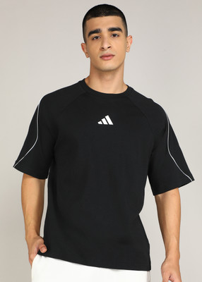 ADIDAS Printed Men Crew Neck Black T-Shirt