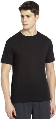 JOCKEY Solid Men Round Neck Black T-Shirt