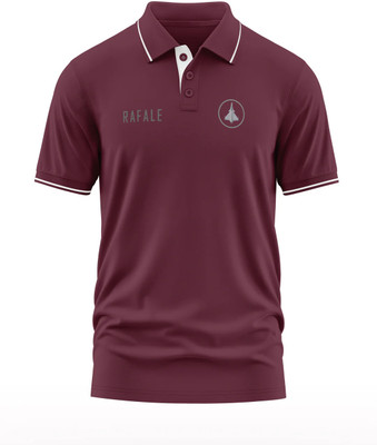Warriorworld Typography Men Polo Neck Maroon T-Shirt
