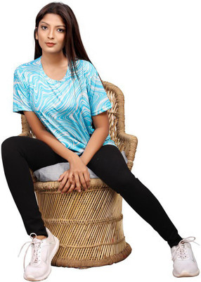 SHRIEZ Printed Women Round Neck Multicolor T-Shirt