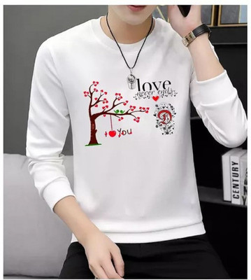 FASHNET FASHION Printed Men Round Neck White T-Shirt