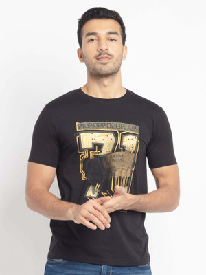 Status Quo Solid Men Round Neck Black T-Shirt