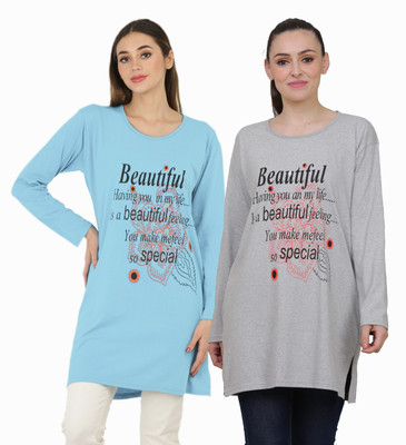Ddaspration Printed Women Round Neck Multicolor T-Shirt