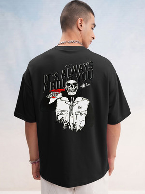 PATOIS Printed, Typography Men Round Neck Black T-Shirt