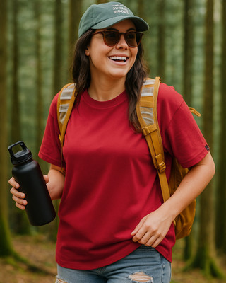 BEWAKOOF Solid Women Round Neck Red T-Shirt