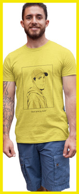 Streetfluencer Self Design Men Round Neck Yellow T-Shirt