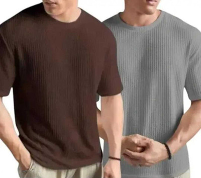 Ppenterises Solid Men Round Neck Multicolor T-Shirt