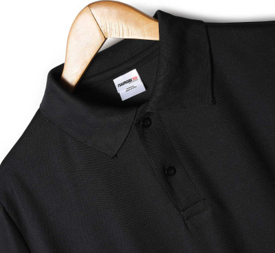 Global Hub Solid Men Polo Neck Black T-Shirt