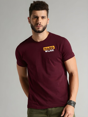 SZN Graphic Print Men Round Neck Maroon T-Shirt