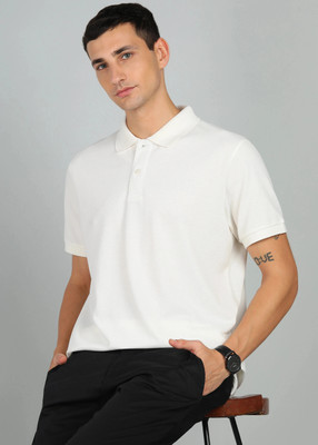 Alan Jones Solid Men Polo Neck White T-Shirt