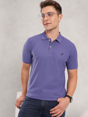 NAUTICA Solid Men Polo Neck Purple T-Shirt