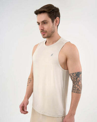 DCYPHR Solid Men Round Neck Beige T-Shirt