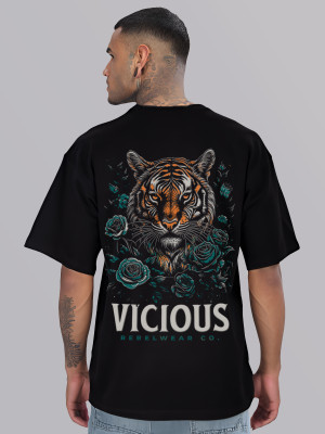ADRO Graphic Print Men Round Neck Black T-Shirt
