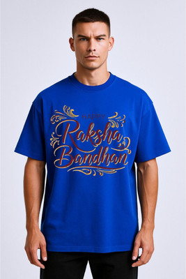 BLOSSOMTRADER Printed Men Round Neck Blue T-Shirt