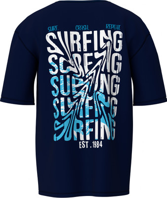 Hello Swanky Printed Men Round Neck Dark Blue T-Shirt