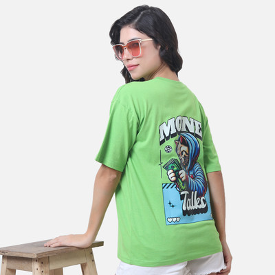 DEEPMAYRA COLLECTION Graphic Print Men Round Neck Light Green T-Shirt