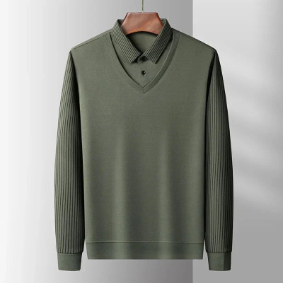 DLooK Designer Solid, Striped, Printed Men Polo Neck Green T-Shirt