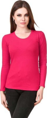 Neu Look Solid Women Round Neck Pink T-Shirt