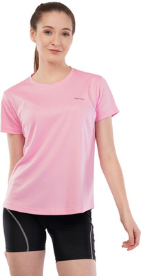 Namseo Solid Women Round Neck Pink T-Shirt