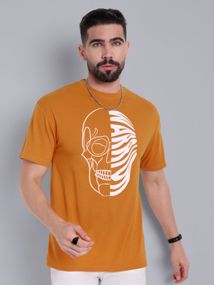 Go Devil Printed Men Round Neck Yellow T-Shirt