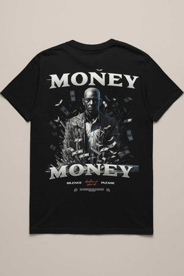 DARK DEVIL Self Design Men Round Neck Black T-Shirt