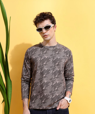 KETCH Printed Men Round Neck Grey T-Shirt