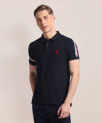 U.S. POLO ASSN. Solid Men Polo Neck Blue T-Shirt