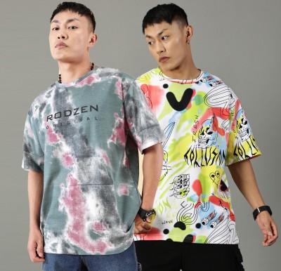 RodZen Printed Men Round Neck Multicolor T-Shirt