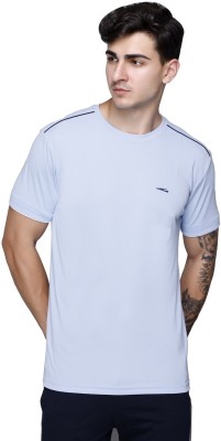 Gdx Solid Men Round Neck Light Blue T-Shirt