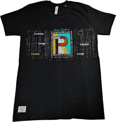 faizan fashion Printed Men Round Neck Black T-Shirt