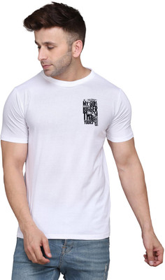 tfurnish Self Design Men Round Neck White T-Shirt