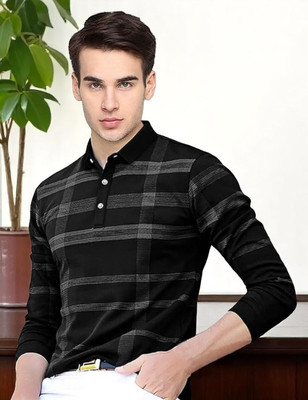 Autna Printed Men Polo Neck Black T-Shirt