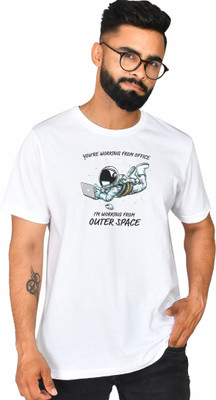 Burundi Blu Printed, Typography Men Round Neck White T-Shirt