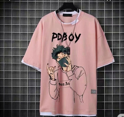 TEE TREE Printed Men Round Neck Pink T-Shirt