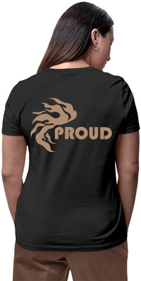 Fighterhero Printed Women Round Neck Black T-Shirt