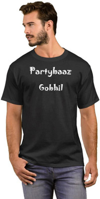 GNS Nationnal Printed Men Round Neck White, Black T-Shirt