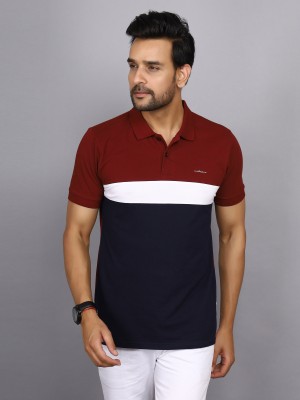 Arbour Colorblock Men Polo Neck Maroon T-Shirt